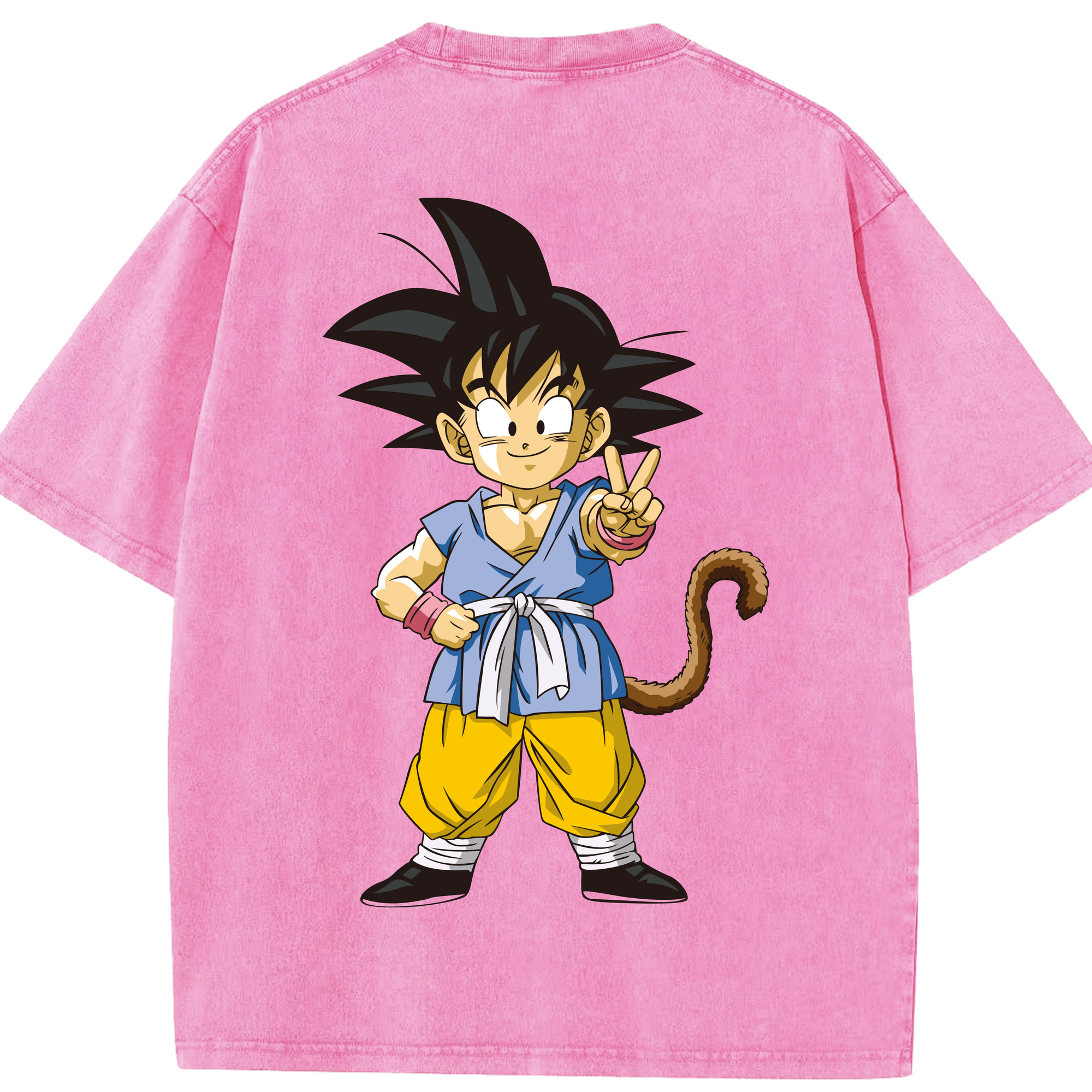（画像用） ドラゴンボール 孫悟空（そん ごくう）Son Goku カカロット DRAGON BALL Kakarotto 綿100% ヴィンテージ風 半袖Tシャツ（背面プリント）